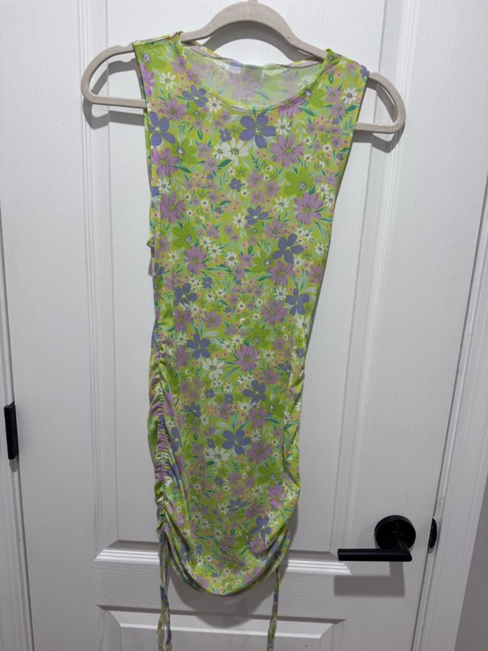 Wild Fable Sleeveless Floral Ruched swim coverup